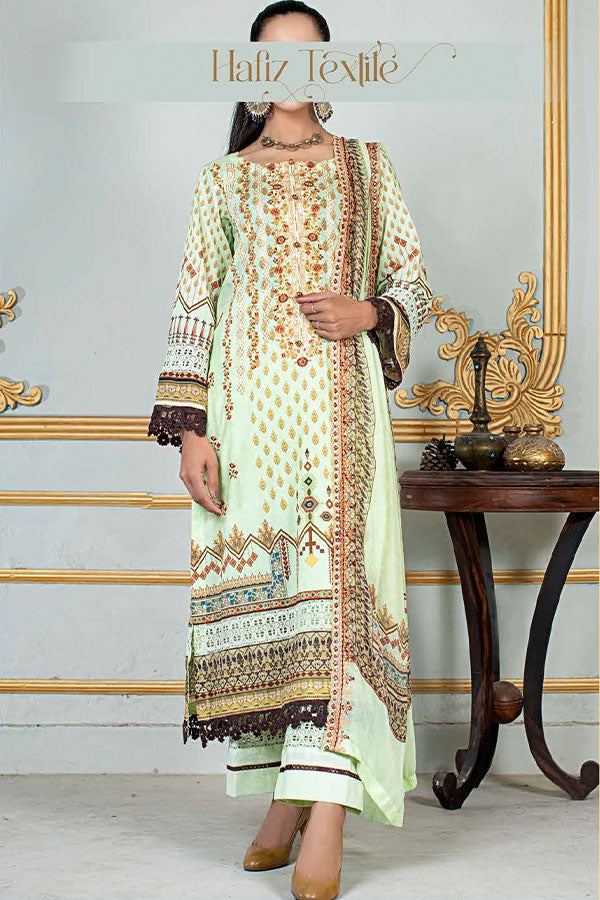 Noor E/Zari Lawn C/Dupatta'23 D#56 (Apple Green)