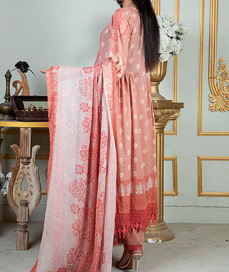 Noor E/Zari Lawn C/Dupatta'23 D#58 (D Peach)