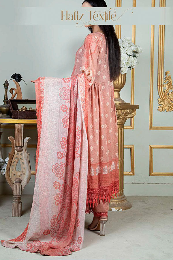 Noor E/Zari Lawn C/Dupatta'23 D#58 (D Peach)