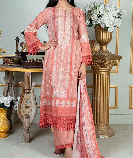 Noor E/Zari Lawn C/Dupatta'23 D#58 (D Peach)