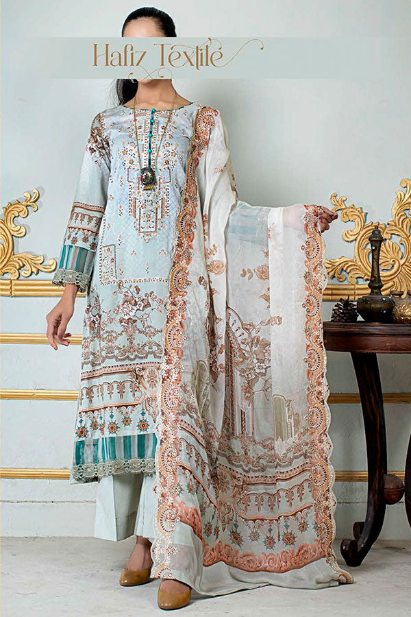 Noor E/Zari Lawn C/Dupatta'23 D#59 (Grey)