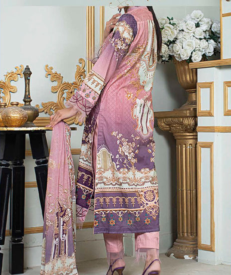 Noor E/Zari Lawn C/Dupatta'23 D#60 (T Pink)