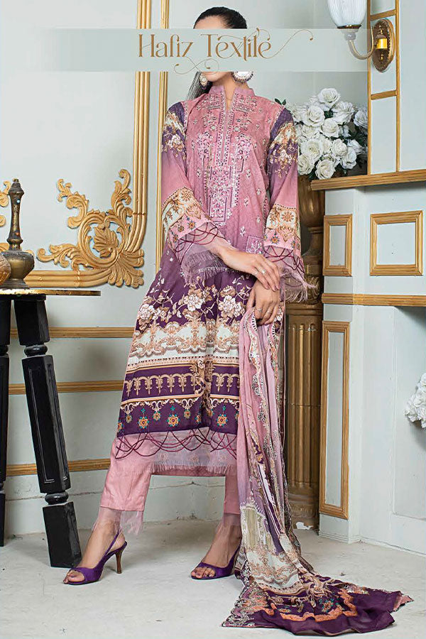 Noor E/Zari Lawn C/Dupatta'23 D#60 (T Pink)