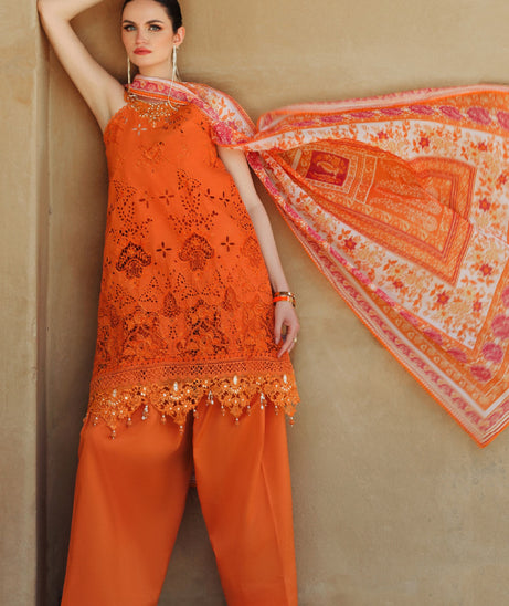 Noor Eid Handwork Laserkari Lawn 2024 D11