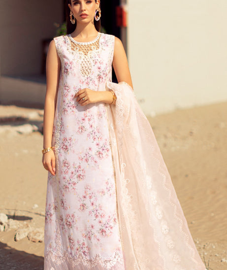 Noor Eid Handwork Laserkari Lawn 2024 D5