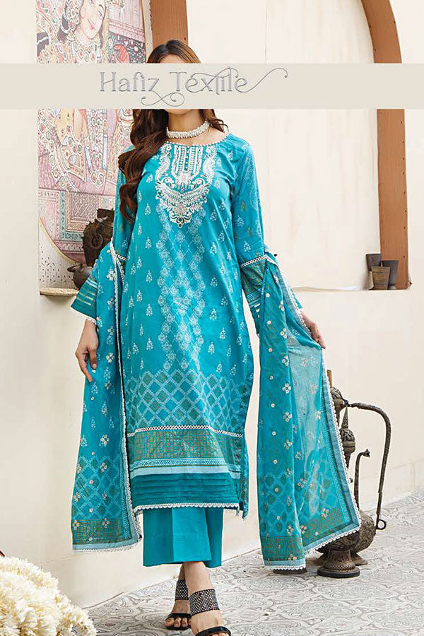 Noor Emb Lawn L/Dupatta'23 D#1 (D Sea Green)