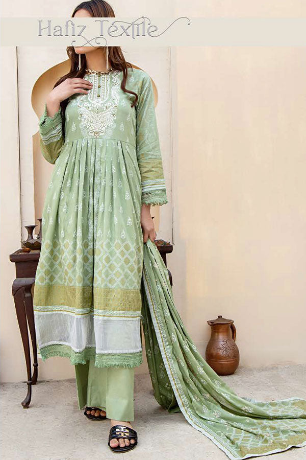 Noor Emb Lawn L/Dupatta'23 D#1 (Green)