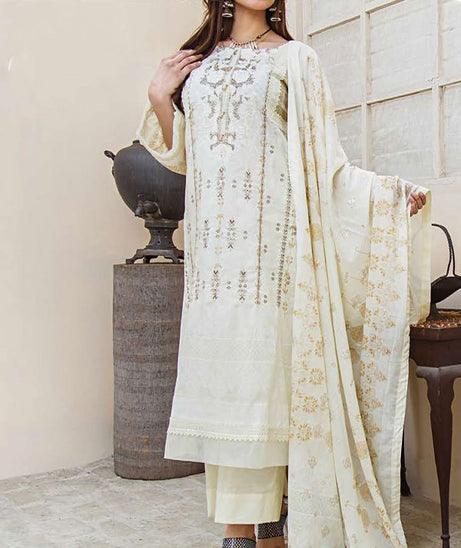 Noor Emb Lawn L/Dupatta'23 D#2 (Cream)