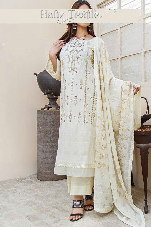 Noor Emb Lawn L/Dupatta'23 D#2 (Cream)