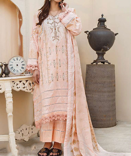 Noor Emb Lawn L/Dupatta'23 D#2 (Peach)