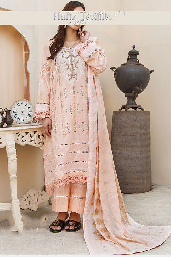 Noor Emb Lawn L/Dupatta'23 D#2 (Peach)