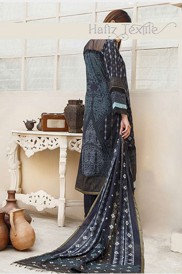 Noor Emb Lawn L/Dupatta'23 D#5 (Charcoal)