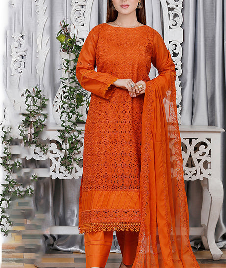 Noor Jahan Luxury Emb Lawn'25 D#1-Deep Orange