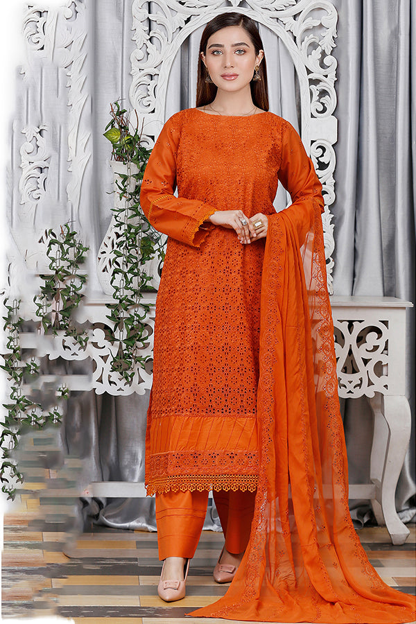 Noor Jahan Luxury Emb Lawn'25 D#1-Deep Orange