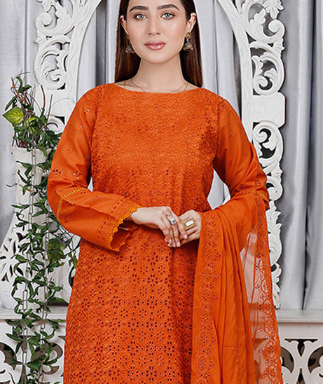 Noor Jahan Luxury Emb Lawn'25 D#1-Deep Orange