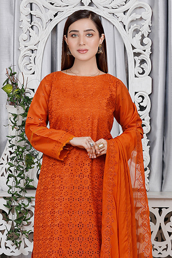 Noor Jahan Luxury Emb Lawn'25 D#1-Deep Orange