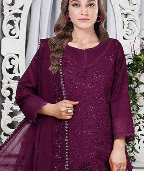 Noor Jahan Luxury Emb Lawn'25 D#1-Fuchsia