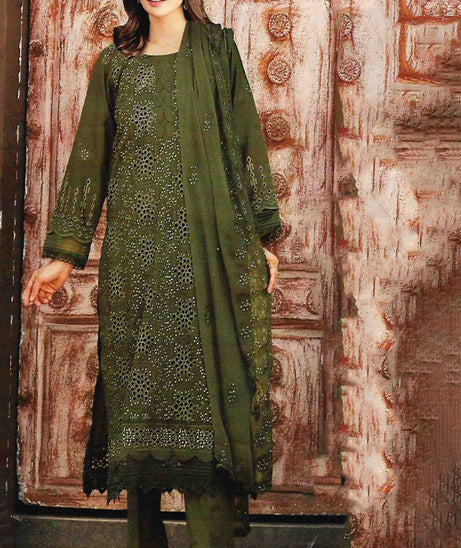 Noor Jahan Luxury Emb Lawn'25 D#1-Olive-1