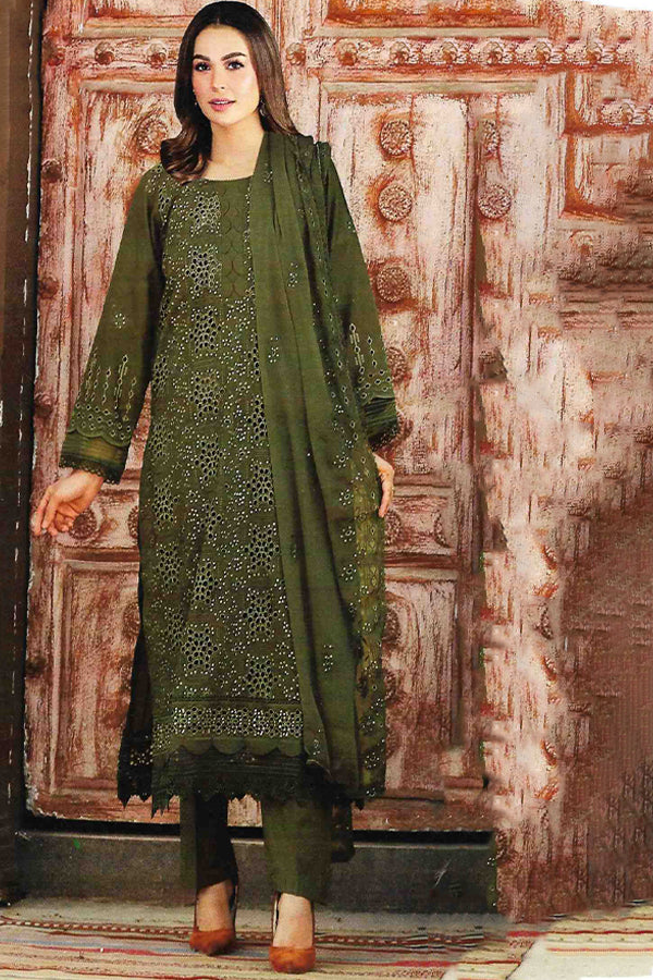 Noor Jahan Luxury Emb Lawn'25 D#1-Olive-1