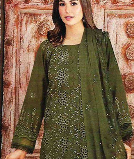Noor Jahan Luxury Emb Lawn'25 D#1-Olive-1