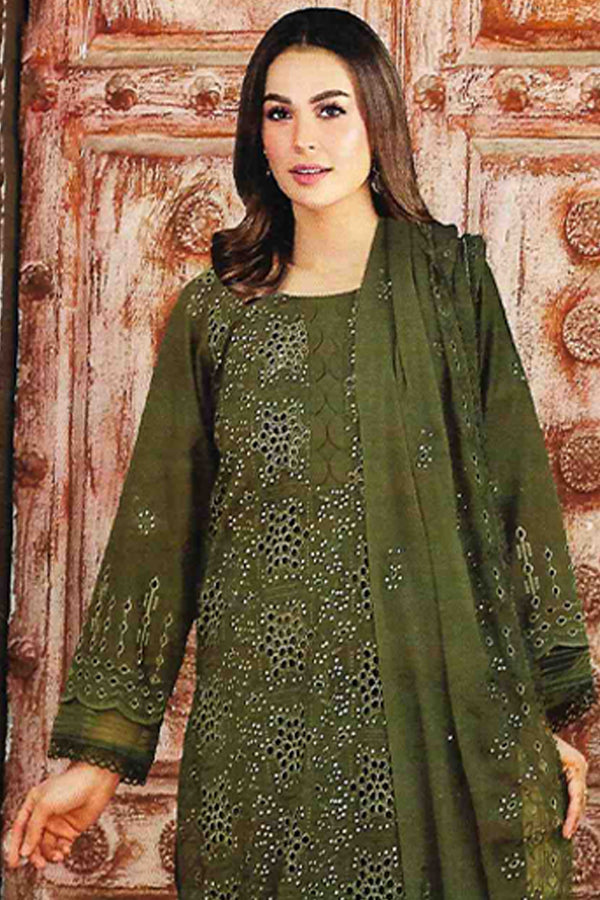 Noor Jahan Luxury Emb Lawn'25 D#1-Olive-1