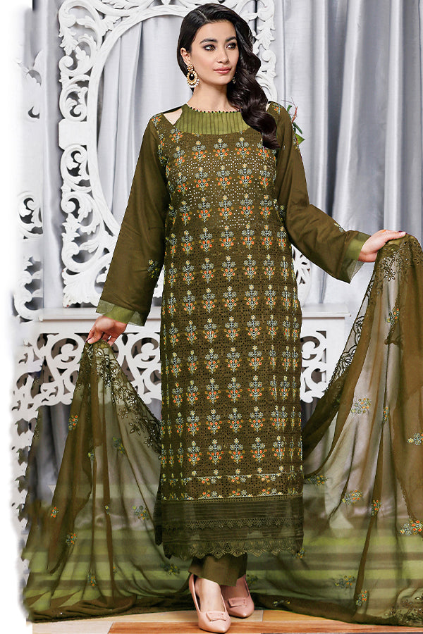 Noor Jahan Luxury Emb Lawn'25 D#1-Olive