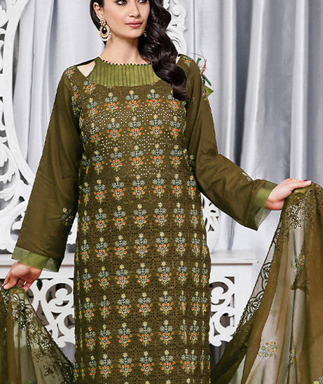 Noor Jahan Luxury Emb Lawn'25 D#1-Olive