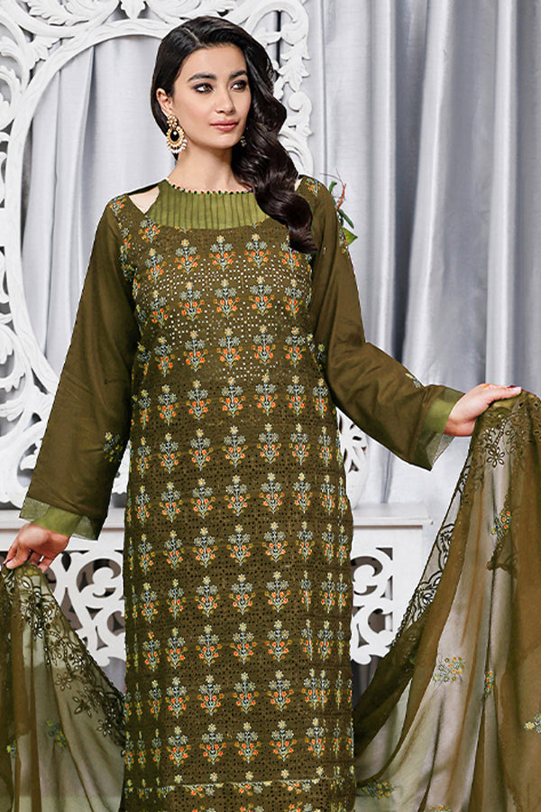 Noor Jahan Luxury Emb Lawn'25 D#1-Olive