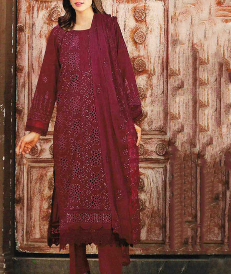 Noor Jahan Luxury Emb Lawn'25 D#1-Red-1