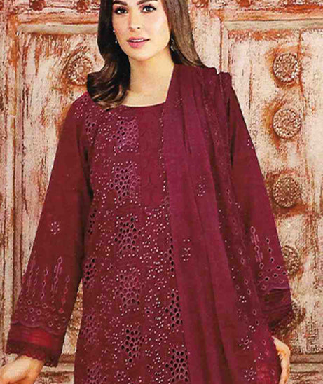 Noor Jahan Luxury Emb Lawn'25 D#1-Red-1