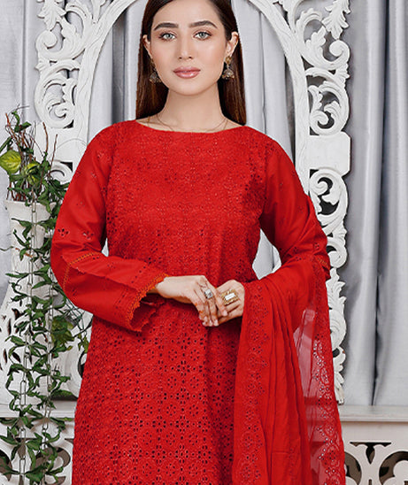 Noor Jahan Luxury Emb Lawn'25 D#1-Red