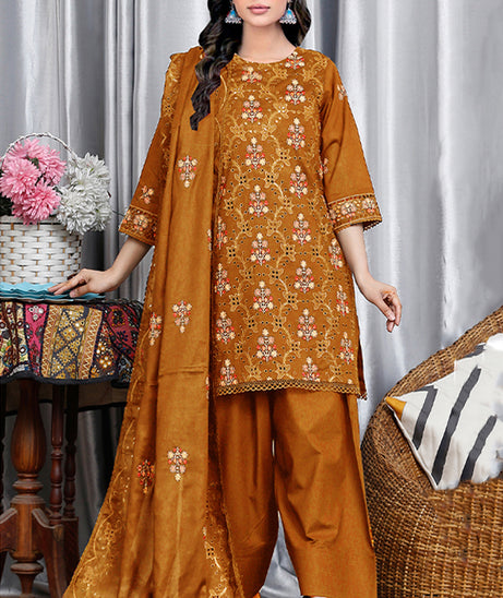 Noor Jahan Luxury Emb Lawn'25 D#1-Rust
