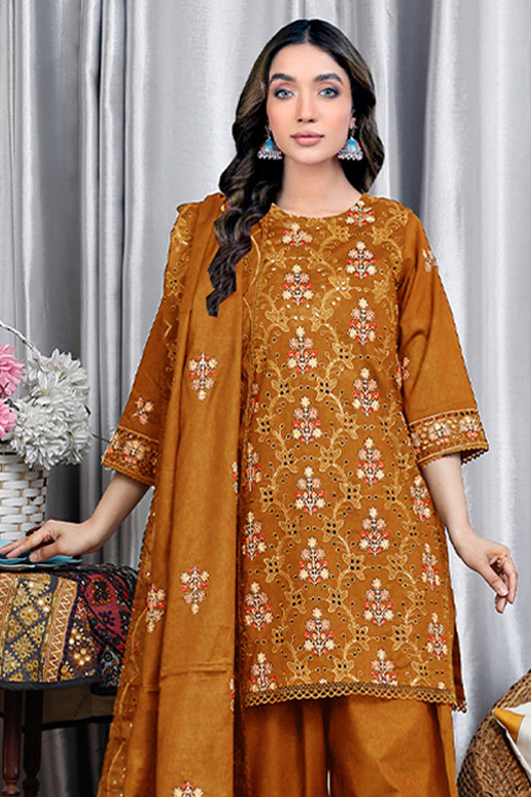 Noor Jahan Luxury Emb Lawn'25 D#1-Rust