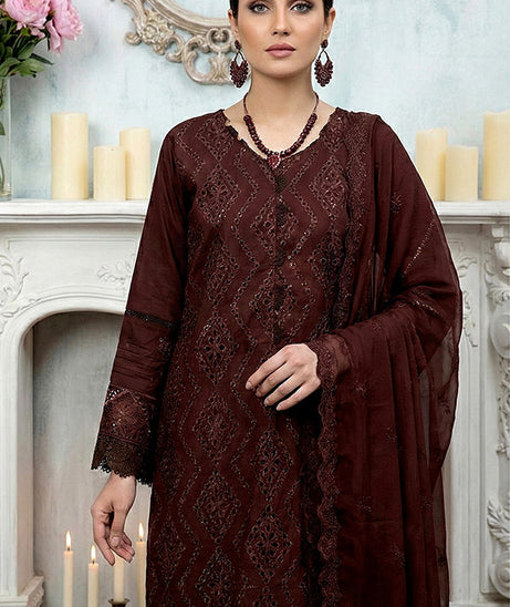 Noor Jahan Noor-E-Nazar Lawn`26 D#01 (BROWN)