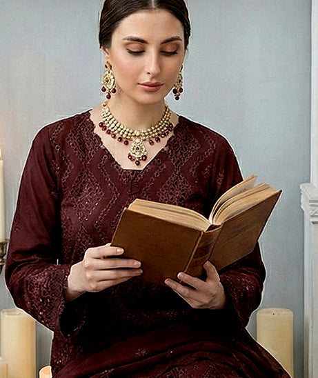 Noor Jahan Noor-E-Nazar Lawn`26 D#01 (BROWN)