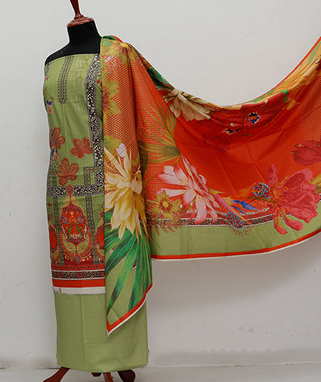 Noor Mahal D Slub Linen D#3142-Green