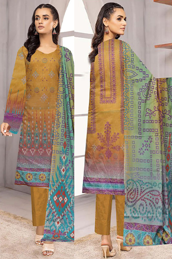 Noor Jahan Lakhany Lawn'24 Vol-1 (Mustard)