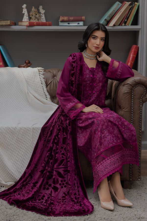 Noor Jahan Monal Velvet Shawl`25 D#1