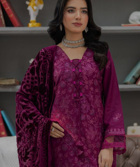 Noor Jahan Monal Velvet Shawl`25 D#1