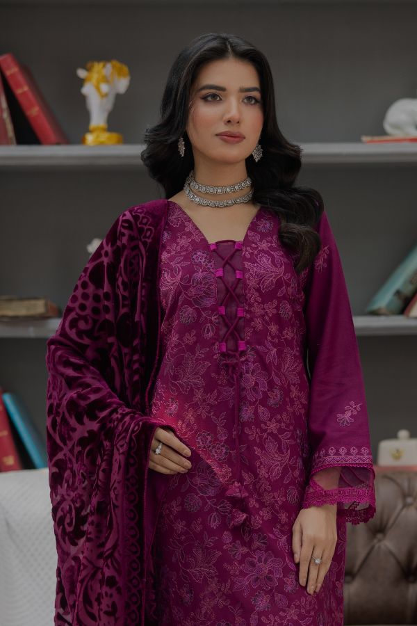 Noor Jahan Monal Velvet Shawl`25 D#1