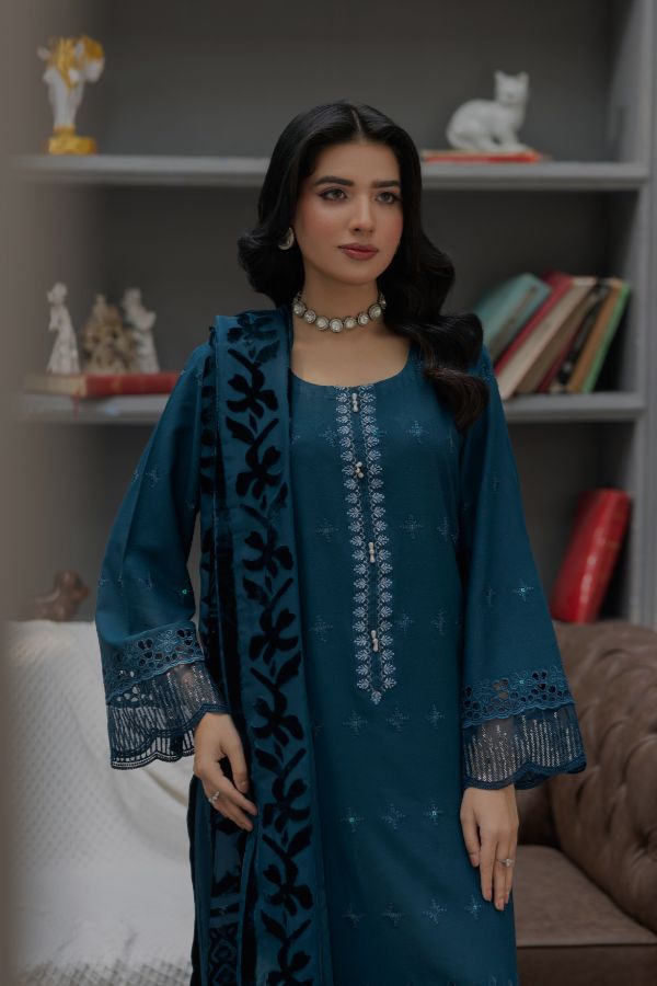 Noor Jahan Monal Velvet Shawl`25 D#2