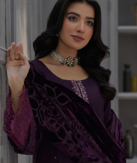 Noor Jahan Monal Velvet Shawl`25 D#3