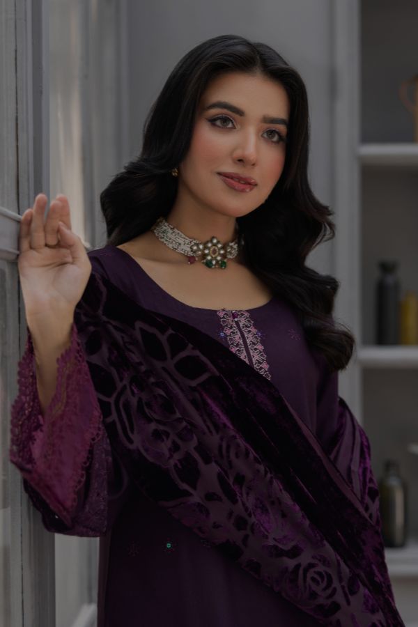 Noor Jahan Monal Velvet Shawl`25 D#3