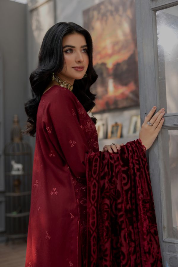 Noor Jahan Monal Velvet Shawl`25 D#5