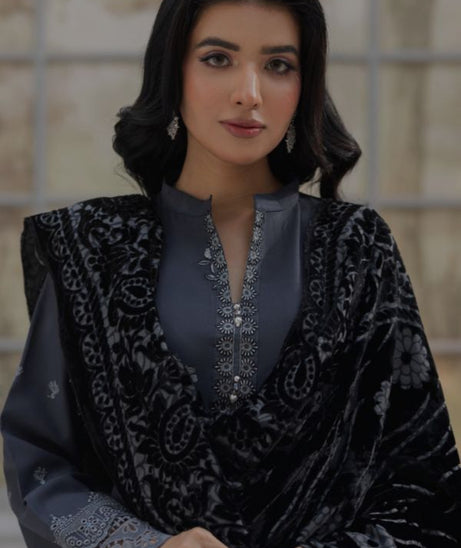 Noor Jahan Monal Velvet Shawl`25 D#7