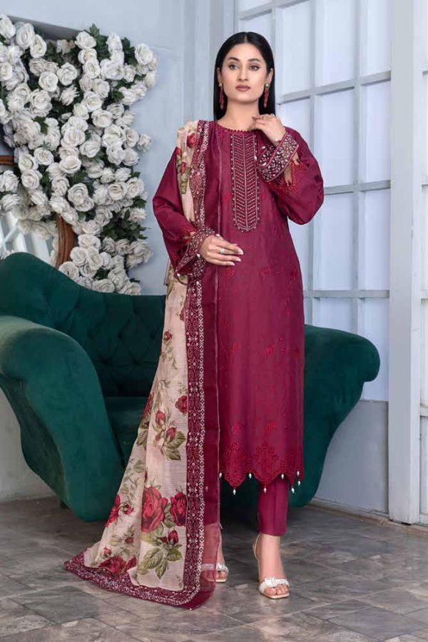 Noor Jahan Mushq Lawn`24 (Maroon)