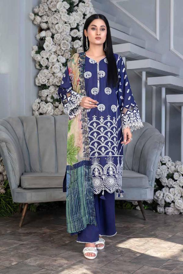 Noor Jahan Mushq Lawn`24 (Royal Blue)