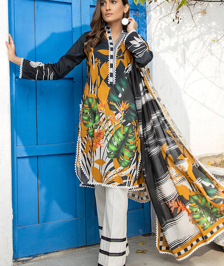 Orchid Digital Print Lawn`21 (Brown)