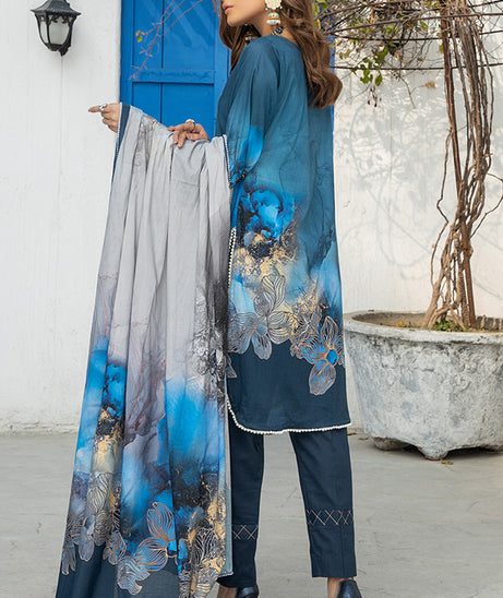 Orchid Digital Print Lawn`21 (Neavy Blue)