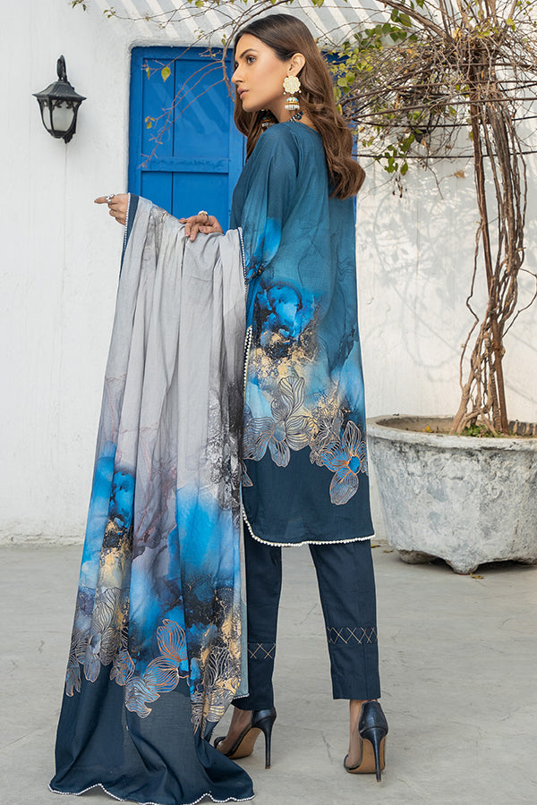 Orchid Digital Print Lawn`21 (Neavy Blue)